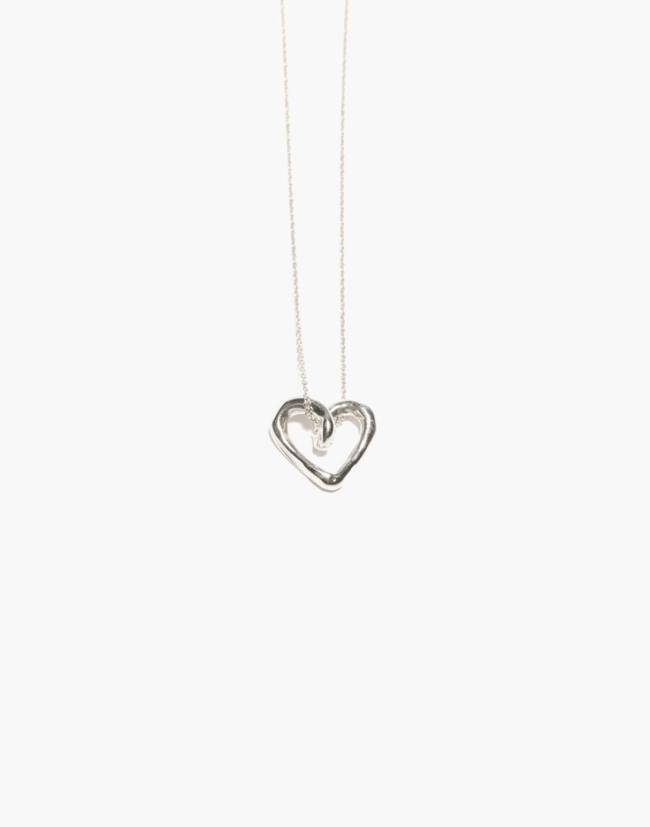 LEONA NECKLACE — Odette New York Silver Heart Shaped Necklace With Pearl Pendant, Hand Cast Heart Pendant Jewelry For Gifts, Hand Cast Heart Pendant Jewelry Gift, Elegant Hand Cast Necklaces For Anniversary, Elegant Hand Cast Necklace For Anniversary, Hand Cast Sterling Silver Heart Jewelry, Everyday Heart Shaped Box Chain Necklace, Everyday Heart-shaped Box Chain Necklace, Silver Open Heart Necklace