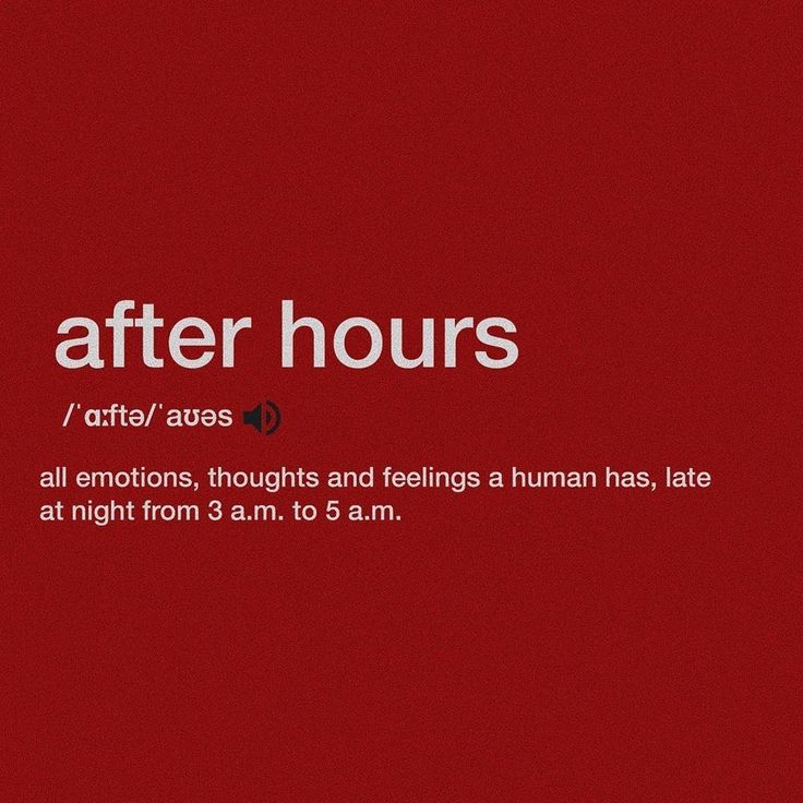 the words after hours are displayed on a red background