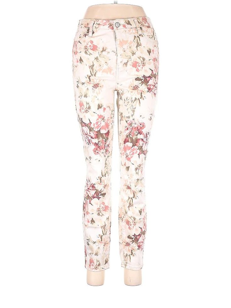 Buffalo by David Bitton Casual Pants Size: 6 Ivory Bottoms - used. 2% Elastane, 5% Polyester, 41% Tencel, 52% Cotton, Cropped, Floral, High Rise | Buffalo by David Bitton Casual Pants - High Rise: Ivory Bottoms - Size 6 Chic Cream Floral Print Bottoms, Feminine Beige Bottoms With Floral Print, White Floral Print Ankle-length Bottoms, Feminine Beige Floral Print Bottoms, White Floral Print Ankle-length Pants, Cream Floral Print Bottoms For Spring, Spring Floral Print Cream Bottoms, White Floral Print Trousers, Spring White Floral Print Bottoms