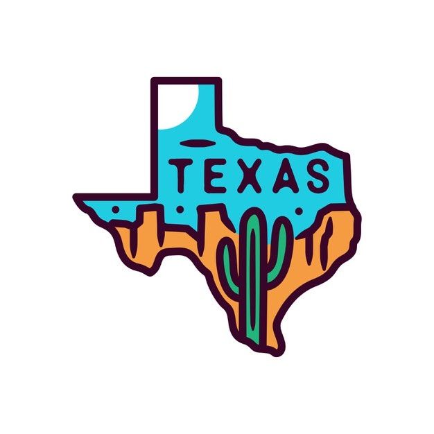 a sticker with the word texas on it and a cactus in front of it