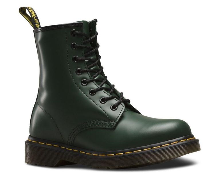 Shop Dr Martens 1460 Smooth Green Online | Official Dr. Martens Store AU Green Doc Martens, Doc Martens Women, Casual Punk, Martens Style, Flexible Shoes, Doc Martens Boots, Wool Shoes, Yellow Boots, Army Boots