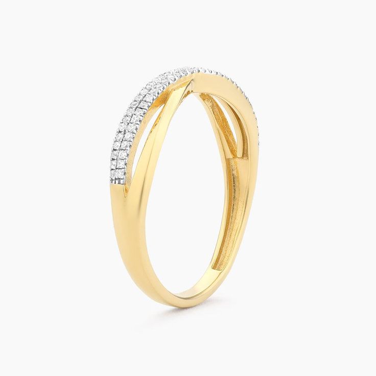 SKU# R-6388 Ring Size - Available in 4 to 10 size Diamond Weight 0.10cts Ring Width 4.90 mm Thickness 2.50 mm Finish 14k gold plated sterling silver or in sterling silver. Avoid contact with anything containing derivatives of alcohol. Diamond Stackable Rings, Criss Cross Ring, Stackable Ring Sets, Ring Watch, Handbag Charms, Cross Ring, Jewelry Tree, Rings Set, Stackable Ring