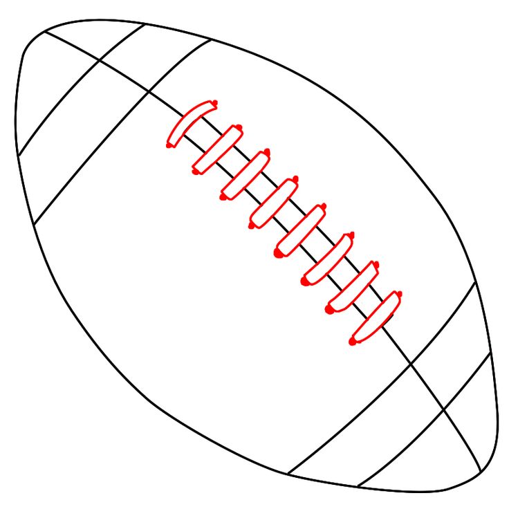 a drawing of a football ball with the line drawn out to show where it is going