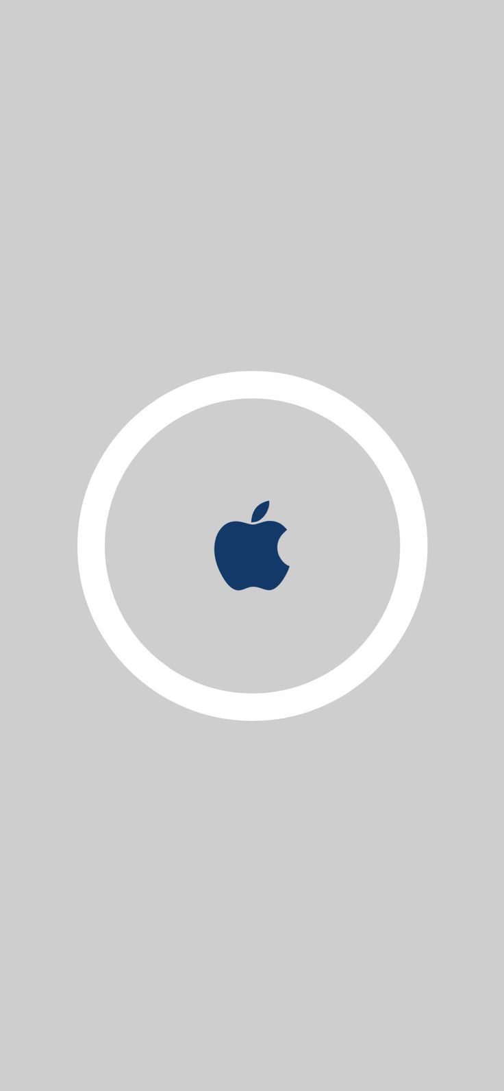 an apple logo is shown in the middle of a gray and white circle on a grey background