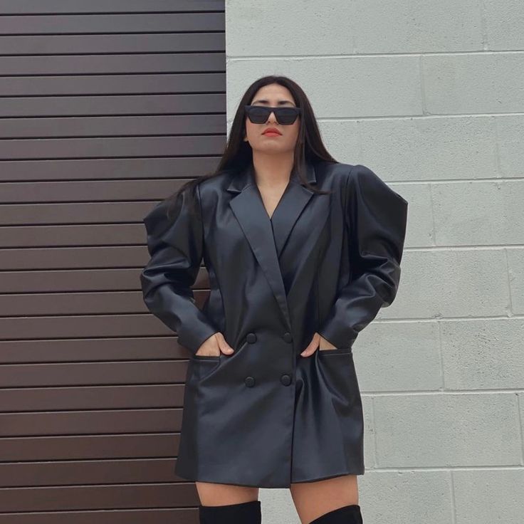 Brand New Oversized Faux Leather Blazer Perfect For Fall Winter Fashion Size Large Faux Leather Blazer, Coats Black, Black Leather Coat, Olivia Culpo, Leather Blazer, Fall Winter Fashion, Leather Coat, Suit Jackets, Autumn Winter Fashion