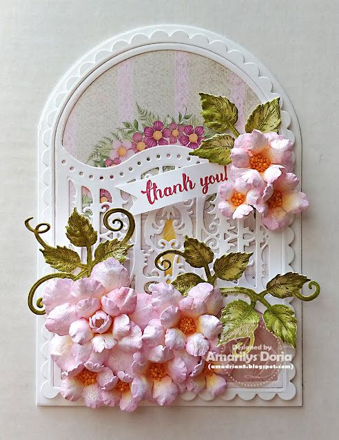 a close up of a card with flowers on it