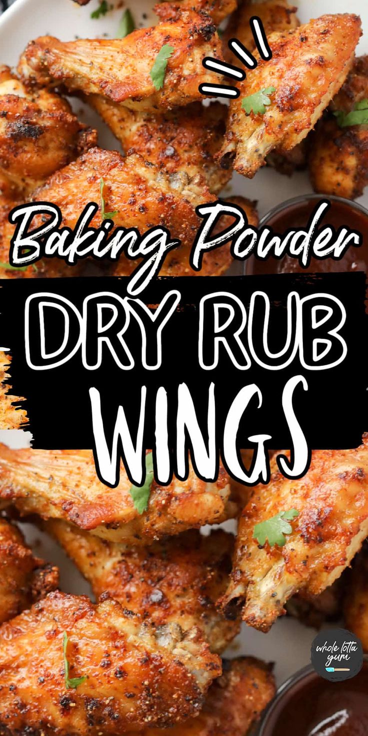 baking powdered dry rub wings with text overlay