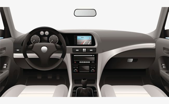 the interior of a car with dashboard and steering wheel