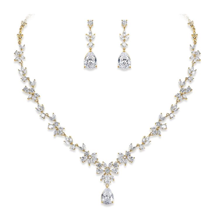 PRICES MAY VARY. If you are going out to a party or banquet, This birthstone bridal wedding dangle earrings necklace set is the perfect accessory that will enhance your outfit. With a fabulous water drop and flower CZ design and solid construction. It features sparkly CZs which will make a timeless accessory to any jewelry collection. This wedding jewelry set can be worn with classy casual or formal attire. High Polished. Nickel-free, Hypoallergenic and Shiny Forever. Safe and comfortable to wea Jewelry Set For Bride, Jewelry For Wedding, Dangle Earrings Wedding, Bridal Jewelry Set, Party Necklace, Necklace Chain Lengths, Jewelry Fashion Trends, Classy Casual, Flower Wedding