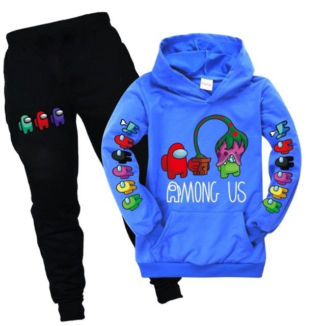 Hoodie &amp; Pants For Kids Winter Fun Sweatshirt With Cartoon Print, Fun Winter Sweatshirt With Cartoon Print, Casual Winter Hoodie With Cartoon Print, Blue Hoodie With Cartoon Print For Fall, Winter Fun Hoodie With Letter Print, Fun Winter Hoodie With Letter Print, Playful Hoodie For Fall Loungewear, Playful Hoodie For Loungewear In Fall, Playful Crew Neck Hoodie For Winter