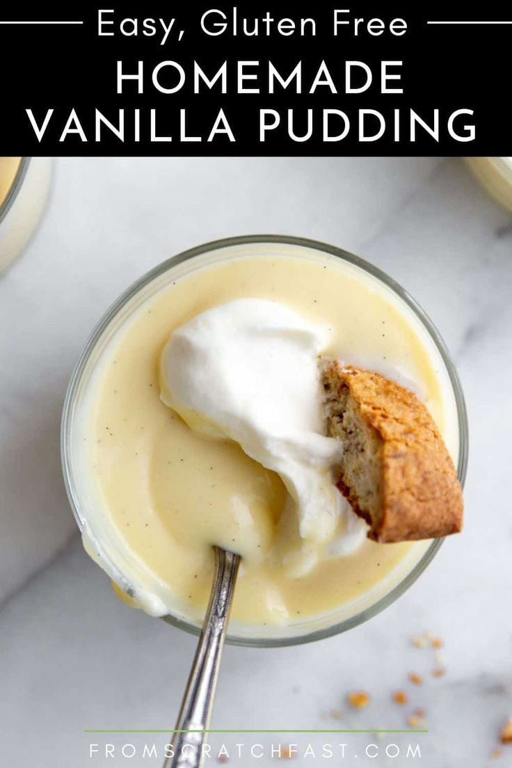 With a silky, creamy texture and a rich vanilla flavor, this easy homemade vanilla pudding is a billion times better than store-bought! It's naturally gluten free. Gluten Free Vanilla Pudding Recipe, Vanilla Pudding From Scratch, Pecan Tarts Mini, Gluten Free Pudding, Pudding From Scratch, Vanilla Pudding Recipes, Gf Cooking, Homemade Vanilla Pudding, Homemade Chocolate Pudding