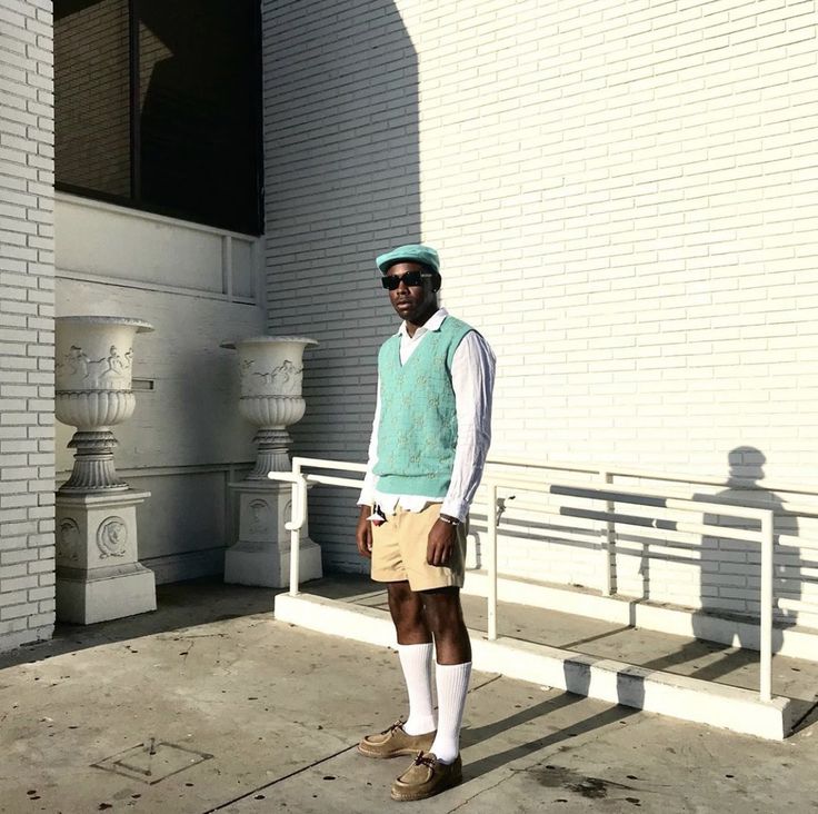 Guy Sweater Vest Outfit, Sweater Vest Outfit Mens Aesthetic, Tyler The Creator Sweater Vest Outfit, Sweater Vest Tyler The Creator, Sweater Vest Guy Outfit, Sweater Vest Outfit Mens, Tyler The Creator Fashion, Tyler The Creator Outfits, Tyler The Creator Wallpaper