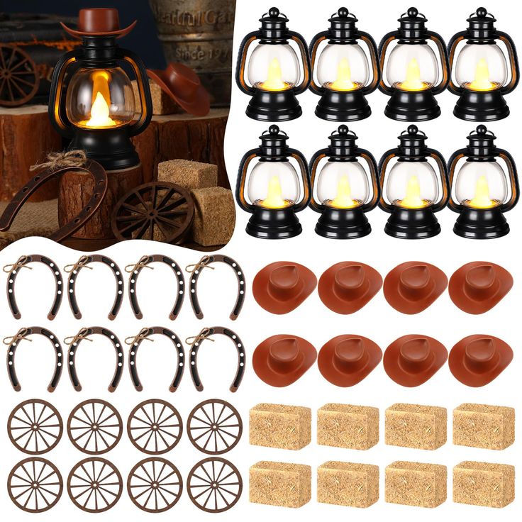 several different types of lights are shown in this image, including an old - fashioned lamp and