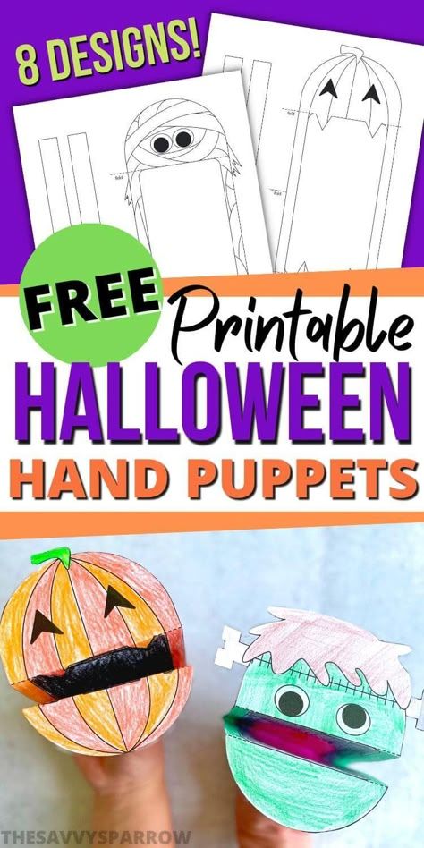 free printable halloween hand puppets for kids to make with their hands and fingers,