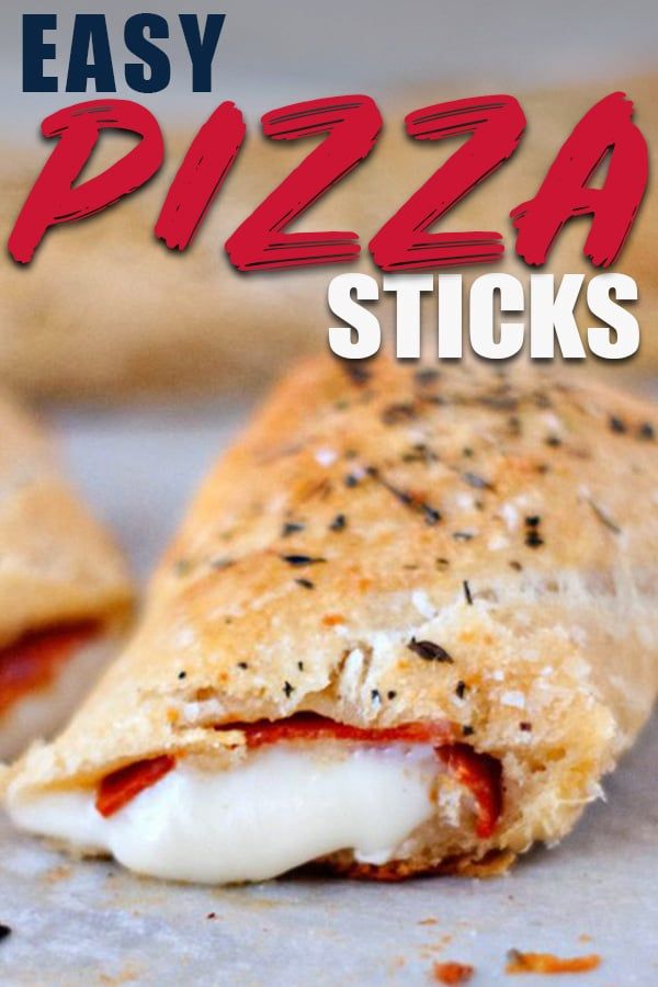 easy pizza sticks with cheese and pepperoni on the top are ready to be eaten