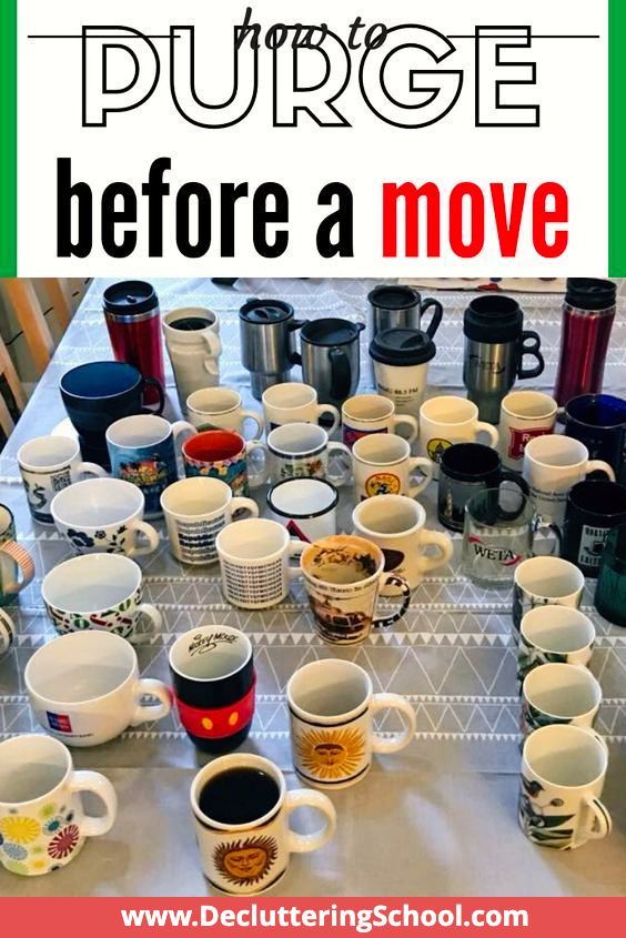 coffee cups and mugs on a table with the words how to purchase before a move