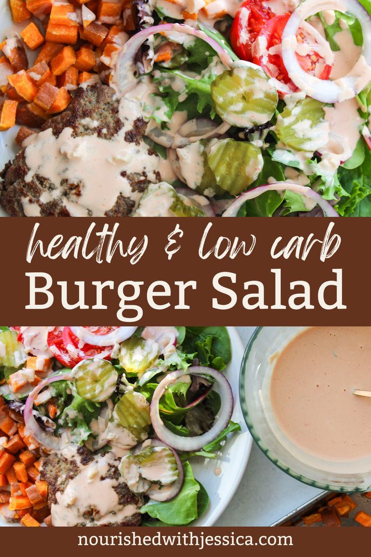 Satisfy your burger cravings with this Low Carb Burger Salad, complete with a tangy homemade special sauce! This easy, gluten-free dinner features flavorful ground beef, sweet potatoes, red onion, tomatoes, and pickles, all tossed in a bowl. Ideal for a healthy, meal-prep-friendly option, this salad makes a great lunch or dinner packed with classic burger taste but without the bun. Perfect for those looking for a dairy-free, nutrient-packed meal! Healthy Fries, Burger Salad, Classic Burger, Low Carb Burger, The Best Burger, Healthy Dinner Options, Low Carb Meal Prep, Burger Toppings, Special Sauce