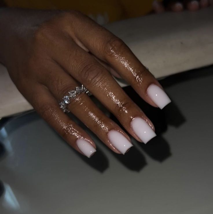 Bedroom Planner, Short Nail Inspo, Natural Nails Manicure, Milky Nails, White Acrylic Nails, Work Nails, Her Nails, Classy Acrylic Nails, Short Square Acrylic Nails