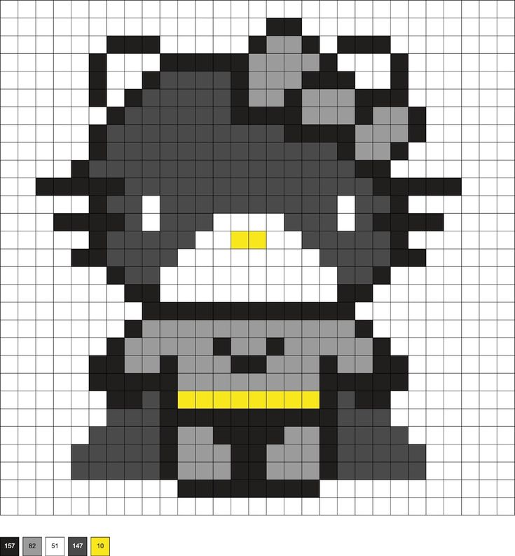 an image of a pixellated cat in black and white with yellow on its chest