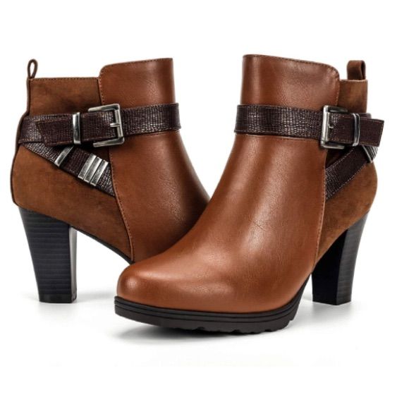 If You Require A Wide Width Try Ordering A 1/2 Size Larger In The Regular Width. Heel Is 3 Inches Stacked Heel Ankle Boots, Buckle Booties, Heel Ankle Boots, Brown Ankle Boots, Womens Ankle Boots, Heeled Ankle Boots, Stacked Heel, Leather Ankle Boots, Chunky Heels