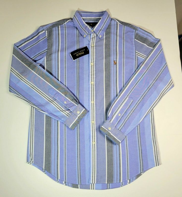 POLO RALPH LAUREN Mens Classic Fit Multi Striped Oxford Shirt Blue S M L XL 2XL BRAND NEW WITH TAGS COLOR: Blue, Gray, White Multicolor Men's Sizes and Measurements SMALL Chest: 20 inches ( pit to pit ) Length: 29 inches MEDIUM: Chest: 22 inches ( pit to pit ) Length: 30 inches LARGE Chest: 24 inches ( pit to pit ) Length: 31 inches XL Chest: 26 inches ( pit to pit ) Length: 32 inches 2XL Chest: 27.5 inches ( pit to pit ) Length: 32.5 inches Shipped with USPS Priority Mail except on weekends and Blue Polo Collar Shirt With Relaxed Fit, Blue Relaxed Fit Polo Shirt, Blue Polo Collar Shirt For Spring, Ralph Lauren Mens, Oxford Shirt, Small Chest, Polo Ralph Lauren Mens, Blue Gray, Priority Mail