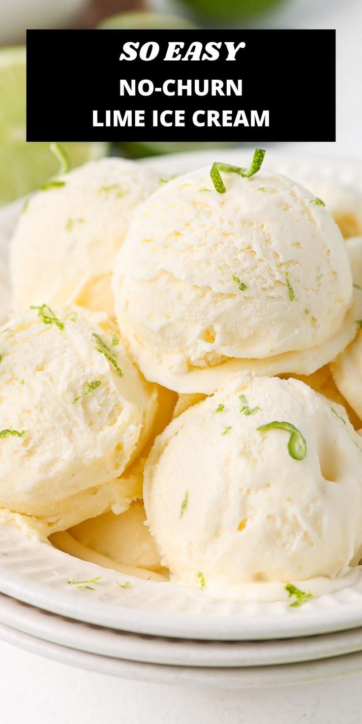 no - churn lime ice cream on a white plate