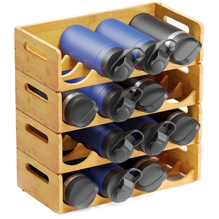 PRICES MAY VARY. ORGANIZED AND BEAUTIFUL - Make your kitchen cabinet neat and organized with bamboo water bottle organizer. The holder rack is designed for your different bottles organization; Each bin SIZE: 15.2"W x 8"D x 4"H; This set HOLDS UP TO 16 BOTTLES IDEAL BOTTLES STORAGE - Keep your home clean and keep track of your water bottles better with this bamboo organizer holder; Instead of awkwardly squeezing those water bottles into empty cabinet spaces BLANK LABELS INCLUDED - Identify bottle Shaker Bottle Storage, Water Bottle Storage Rack, Water Bottle Organizer, Bamboo Water Bottle, Wooden Drying Rack, Labels Kitchen, Water Bottle Organization, Bottle Organizer, Water Bottle Storage