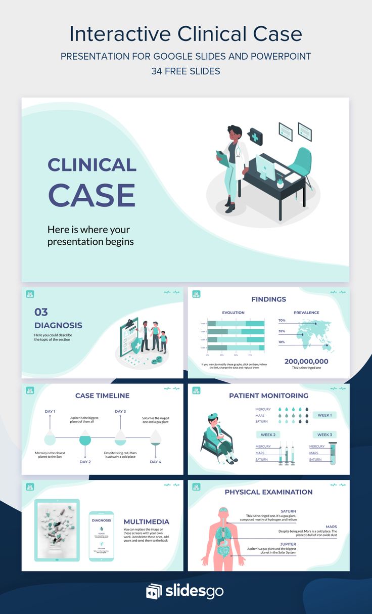 the medical powerpoint presentation is shown in blue and green colors, with an image of a