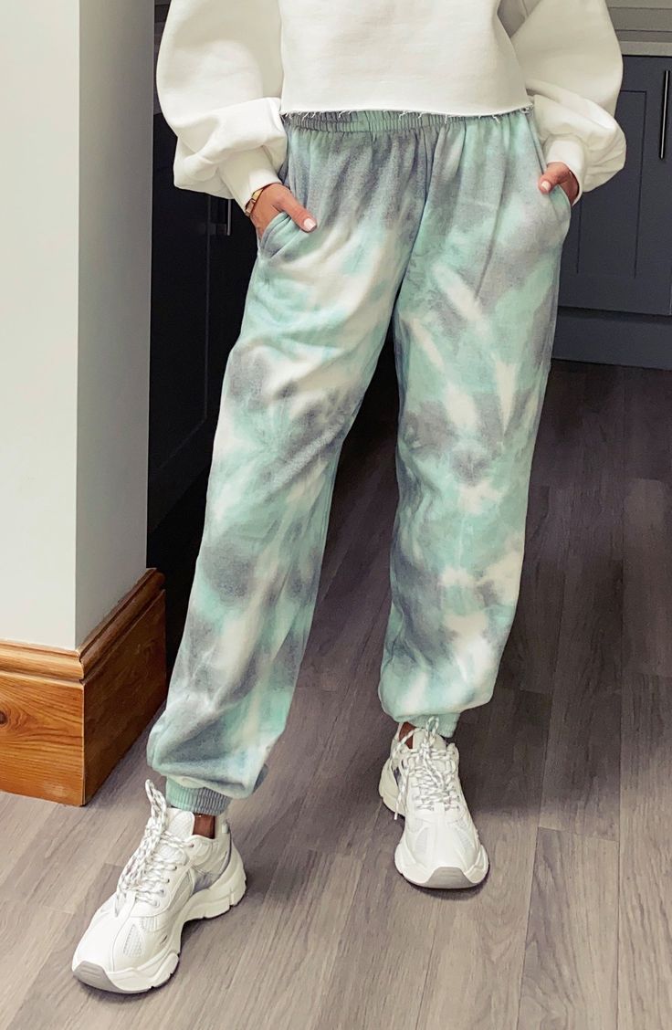 Topshop Tie Dye Jogger Pants available at #Nordstrom Tie Dye Sweatpants Outfit, Tie Dye Joggers, Fits Ideas, Tie Dye Sweatpants, Sweatpants Outfit, Sit Back And Relax, Sporty Chic, Sit Back, Airport Outfit