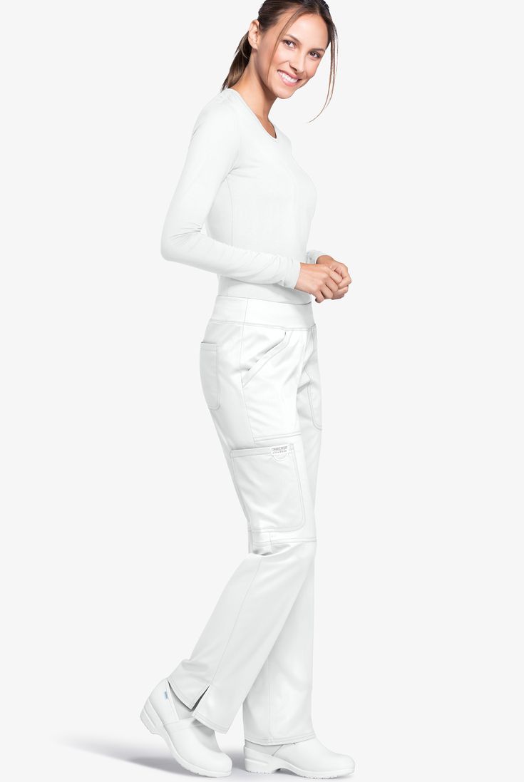 Cherokee Workwear Revolution Pull-on Cargo Scrub Pant. Cherokee Workwear Revolution Cargo Scrub Pants | Stretch - Size 5X White Polyester/ Rayon/ Spandex Functional Full Length Bottoms With Elastic Waistband, Full Length Functional Bottoms With Elastic Waistband, Functional Straight Leg Pants With Cargo Pockets, Fitted Full-length Cargo Pants With Elastic Waistband, Stretch Pants With Functional Pockets, Sporty Straight Leg Pants With Functional Pockets, White Full Length Cargo Pants With Multiple Pockets, White Straight Leg Cargo Pants With Elastic Waistband, Functional Full Length Pants With Elastic Waistband