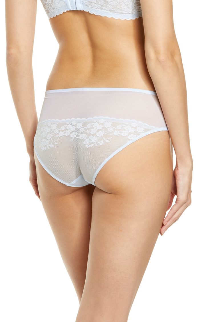 Pretty with cherry blossom lace, these briefs features no-dig binding at the waist and legs, making it a romantic must-have for your wardrobe. Cotton-lined gusset 73% nylon, 27% spandex Hand wash, line dry Imported Lingerie Feminine Lace Trim Brief Bottoms, Feminine Fitted Bottoms With Contrast Lace, White Stretch Bottoms With Contrast Lace, Stretch Bottoms With Delicate Lace In Short Length, Spring Bottoms With Contrast Lace And Stretch, Spring Stretch Bottoms With Lined Body, White Sheer Nylon Bottoms, Spring Lace Brief Bottoms, Spring Delicate Lace Brief Bottoms