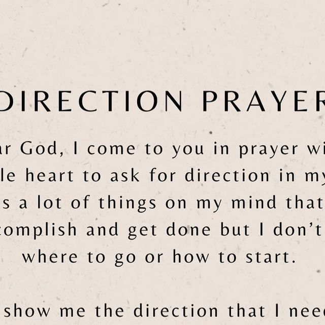 a piece of paper with the words direction prayer