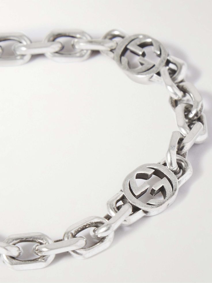 Shop GUCCI Silver Chain Bracelet, Explore the latest in-season GUCCI collection today on MR PORTER Designer Metal Chain Bracelets, Luxury Engraved Metal Chain Bracelet, Classic Silver Chain Metal Bracelet, Designer Silver Chain Bracelets, Gucci Sterling Silver Bracelet, Gucci Sterling Silver Chain Jewelry, Gucci Silver Chain Jewelry As A Gift, Luxury Gucci Silver Chain Jewelry, Classic Engraved Chain Link Bracelet