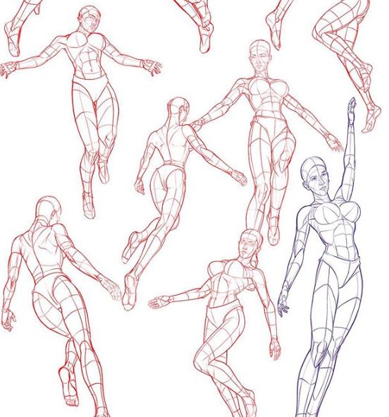 a bunch of different poses and body shapes for the character in this video game,