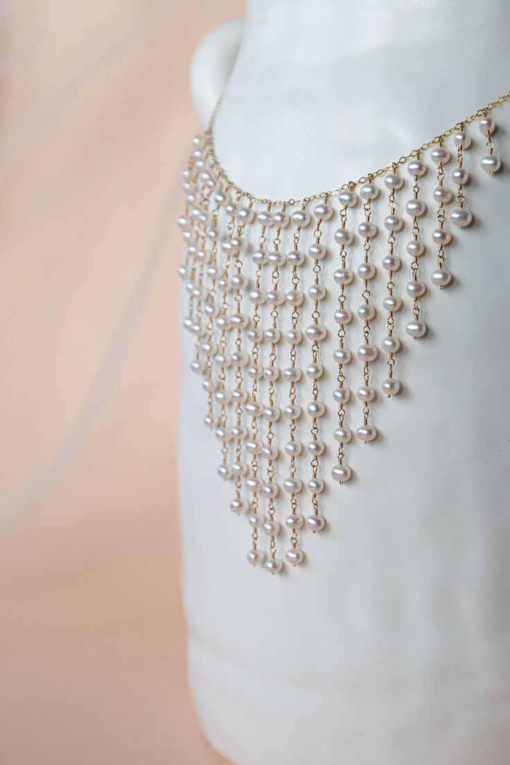 Elisabeth Pearl Necklace – Katy Faye Elegant Pearl Jewelry With Gold Beads, Elegant Formal Pearl Necklace With Gold Beads, Elegant Pearl Necklace With Gold Beads, Elegant Gold Bridal Necklace With Gold Beads, Elegant Pearl Necklace With Gold Beads As A Gift, Elegant Pearl Necklace With Gold Beads For Gift, Elegant Gold Beaded Necklaces For Gifts, Elegant Gold Pearl Necklace With Gold Beads, Elegant Gold Beaded Necklaces For Wedding