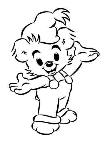 a black and white drawing of a cartoon character holding something in one hand, with the other