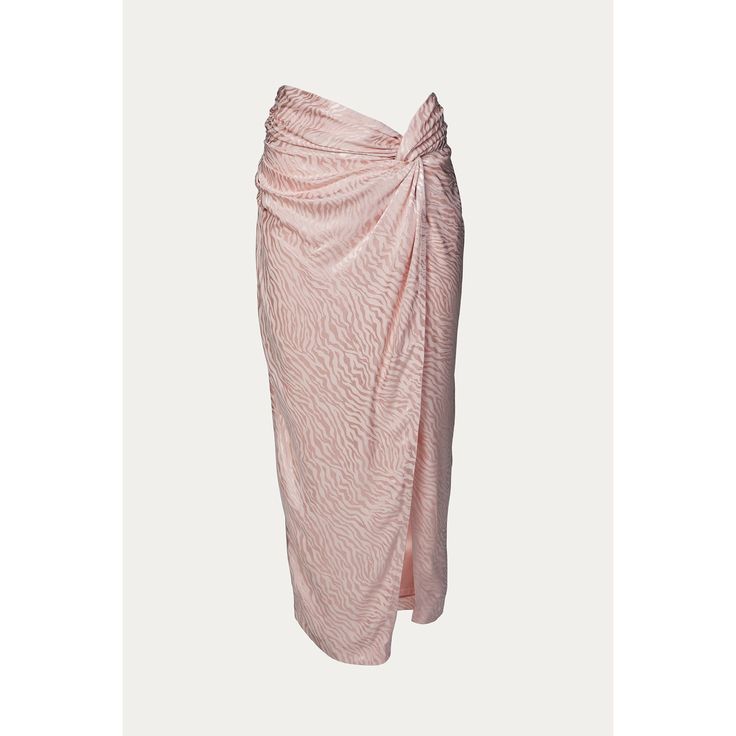 The Innis Midi Skirt Is Cut From Pink Lustrous Satin That's Been Jacquard-Woven With A Zebra Motif. It Has A Distinctive Twist Front That Cascades Beautifully Down The Side, Creating A Thigh-High Split. It Is Perfect For So Many Occasions - You Can Wear It With A Tank And Sandals On Warm Days And Swap For Chunky Sweaters And Boots When It Gets Chillier. Color: Powder Fabrication: 100% Viscose; Lining - 97% Polyester, 3% Elastane Care: Dry Clean Standard Clothing Sizing Cheyenne Is Wearing Size X Elegant Pink Evening Skirt, Pink Midi Skirt For Evening, Pink Evening Skirt, Pink Lined Skirt Bottoms For Evening, Elegant Long Pink Skirt, Spring Pink Bottoms For Cocktail, Pink Bottoms For Cocktail In Spring, Pink Bottoms For Spring Cocktail, Chic Pink Skirt For Cocktail