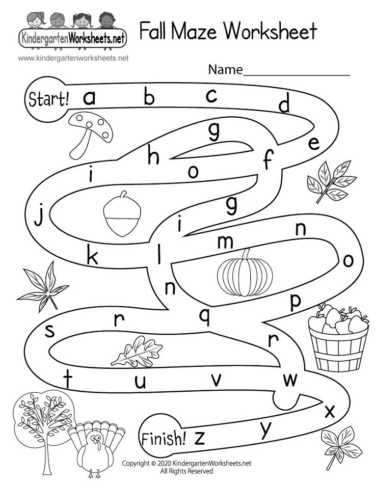 the fall maze worksheet for kids to practice their handwriting and writing skills with