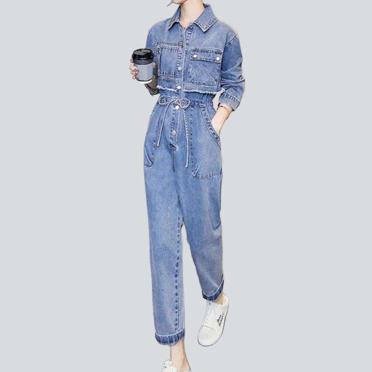 Achieve a traditional laid-back style with our 2023 Spring-Summer Collection Two-Piece Women's Denim Overall! Meticulously tailored with the fashionista of today in mind. this jumpsuit celebrates both the Y2K era and today's fashion scene.Why You'll Fall In Love: Y2K Inspired: Enjoy the millennium's iconic fashion with this jumpsuit. a perfect mix of youthful exuberance and chic sophistication. Loose and Lively: Its loose silhouette ensures a comfortable. effortless fit. Painted Prints: The intr Denim Blue Jumpsuits For Spring, Denim Blue Straight-leg Jumpsuit For Summer, Denim Jumpsuit For Workwear In Spring, Spring Denim Jumpsuit For Workwear, Summer Denim Jumpsuit Relaxed Fit Straight Leg, Spring Medium Wash Jumpsuits With Pockets, Medium Wash Jumpsuits With Pockets For Spring, Denim Blue Straight Leg Jumpsuits And Rompers For Summer, Spring Denim Overall Jumpsuit In Medium Wash