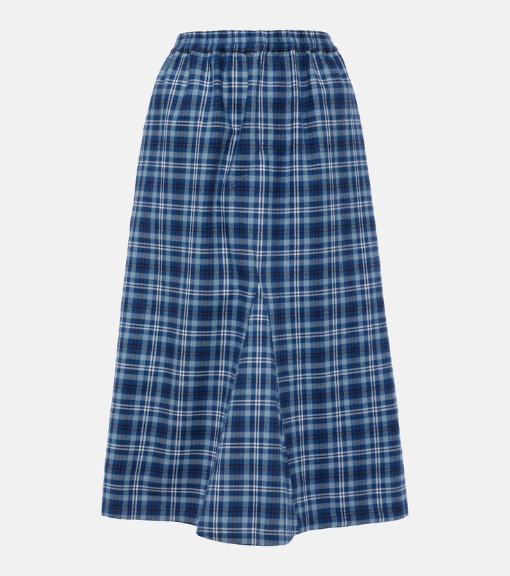 Checked mid-rise cotton maxi skirt in blue - Acne Studios | Mytheresa Casual Cotton Daywear Skirt, Casual Cotton Maxi Skirt For Daywear, Casual Cotton Skirt For Daywear, Cotton Skirt With Pockets For Daywear, Casual Cotton Midi Bottoms, Casual Cotton Midi-length Bottoms, Casual Midi-length Cotton Bottoms, Cotton Maxi Skirt With Pockets And Full Skirt, Cotton Full Maxi Skirt With Pockets