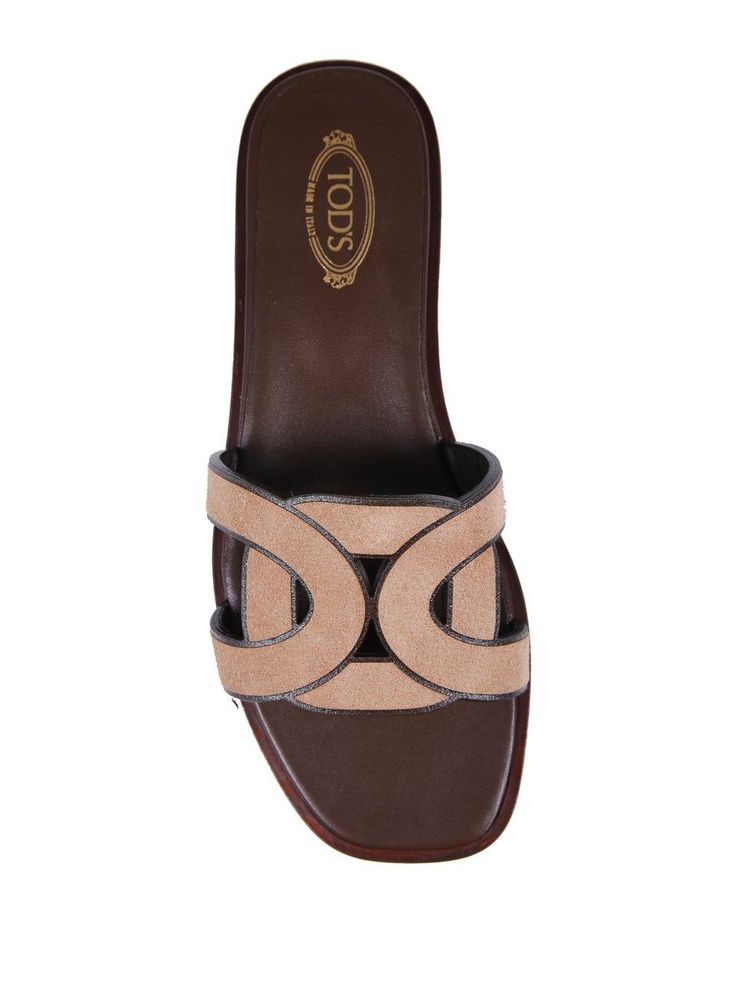 100% Calf, 100% Leather | Tod's Women's Suede Slides in Brown | SS23 Tan Leather Footbed Slip-on Sandals, Classic Tan Sandals With Leather Sole, Classic Flat Calf Leather Sandals, Flat Brown Leather Sandals, Chic Brown Leather Slides, Classic Tan Leather Sandals, Tan Sandals With Leather Footbed And Flat Heel, Tan Flat Heel Sandals With Leather Footbed, Tan Flat Sandals With Leather Footbed