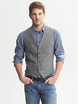 Herringbone Cotton Vest | Banana Republic Fall Sleeveless Vest With Patch Pockets, Casual Sleeveless Vest With Patch Pockets, Spring Sleeveless Vest With Patch Pockets, Sleeveless Business Vest With Buttons, Sleeveless Business Vest With Pockets, Business Vest With Pockets, Business Sleeveless Vest With Buttons, Semi-formal Sleeveless Vest With Button Closure, Classic Fall Vest With Pockets