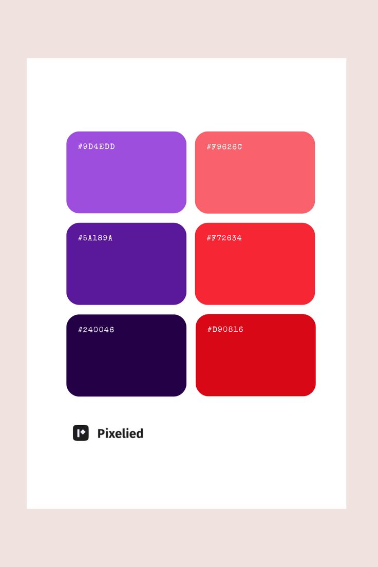 the color scheme for pixelfied is shown in purple, red and pink colors with white background