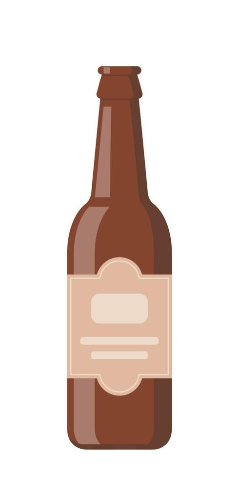 Brown beer bottle on white background. Flat style vector illustration. Beer Bottle Illustration, Beer Bottle Drawing, Beer Drawing, Illustrator Ideas, Bottle Vector, Bottle Illustration, Beer Illustration, Food Illustration Design, Bottle Drawing