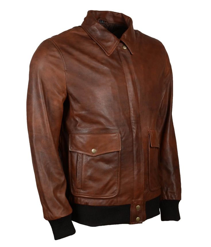 Aviator Bomber Leather Jacket for Men Introducing our aviator bomber brown leather jacket, a statement piece and a must-have to elevate your everyday casual outfits to more put-together style. Crafted to perfection, all our jackets are custom made to order and manufactured using the highest quality genuine leather. This jacket boasts our skilled craftsmen tailoring, ensuring top-notch work paired with seamless stitching. A head-turner and a showstopper, the outer shell of our brown aviator jacke Urban Leather Biker Jacket With Padded Collar, Brown Urban Biker Jacket, Wax Man, Vintage Style Jacket, Ribbed Jacket, Cafe Racer Jacket, Biker Leather Jacket, Everyday Casual Outfits, Racer Jacket