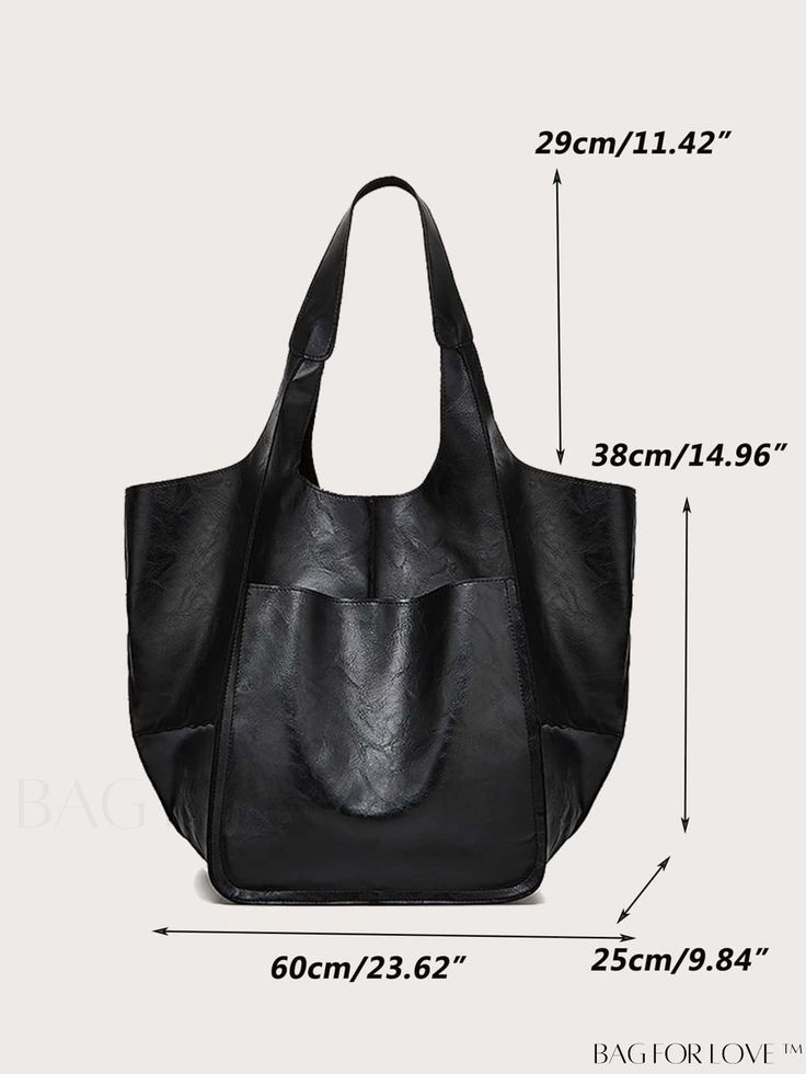 BagForLove - Compact Shoulder Tote with Front Pocket Product Description Color Black Strap Type Double Handle Style Elegant Pattern Type Plain Type Shoulder Tote Bag Bag Size Oversized Closure Type No-closure Material PU Size Chart INCH CM Bag Length Bag Width Bag Height Handle Height 23.6 inch 9.8 inch 15 inch 11.4 inch Bag Length Bag Width Bag Height Handle Height 60 cm 25 cm 38 cm 29 cm Details Pictures Similar Products h2 { text-align: center; } /* æ¢è¡ */ li{ white-space: normal; word-bre Black Faux Leather Shoulder Bag With Pockets, Casual Faux Leather Shoulder Bag With Pockets, Casual Large Black Shoulder Bag, Casual Faux Leather Bag With Pockets, Elegant Pattern, Bags Tote, Shoulder Tote Bag, Bag Bag, Shoulder Tote