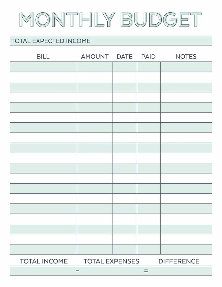 a printable budget sheet for the month