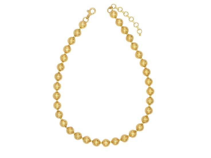 Single-Strand Necklace in 24k Gold, 10mm Round Balls, from the Spell Collection Luxury Gold Beads Necklace For Formal Occasions, Luxury Gold Beaded Necklaces For Formal Occasions, Luxury Yellow Gold Jewelry With Gold Beads, Luxury Gold Beaded Formal Necklaces, Luxury Yellow Gold Beaded Jewelry, Luxury Formal Gold Beaded Necklaces, Gold Necklaces With Polished Round Beads, Classic Gold Necklace With 8mm Beads, Gold Necklace With Polished Beads For Formal Occasions