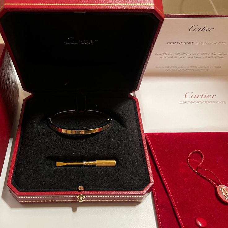 Size 16 Yellowgold Box, Pouch, Screwdriver,Certificate, Full Set Request Receipt Good Condition :) Love Bracelets Scratch Just Once Wear On. So, I Recommend Polishing In The Store After Purchase If Want To Looks New One. Jewelry Cartier, Lovers Bracelet, Box Pouch, Cartier Jewelry, Love Bracelet, Cartier Love, Cartier Love Bracelet, Love Bracelets, Womens Jewelry Bracelets