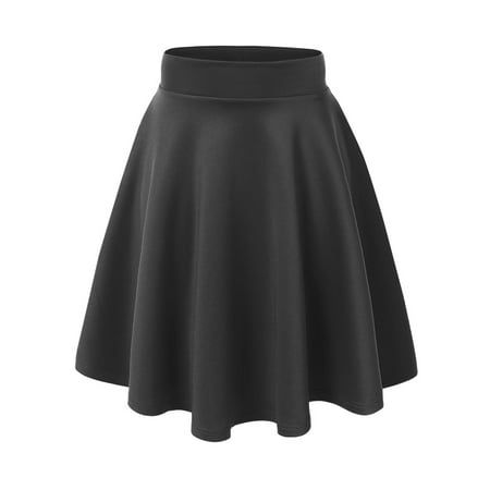 This women's basic versatile stretchy flared casual mini skater skirt is the perfect piece to add to your wardrobe. It features a stretchy, lightweight fabric (90% Polyester , 5% Spandex) that moves with you, allowing you to create a comfortable and stylish look. The skirt has an A-line silhouette with a flattering flared fit that flares out slightly from the waist for a flattering, feminine look. The waistband is elasticized for a comfortable fit that won't slip or sag. The length of the skirt Flared Skater Skirt, Skirt Tulle, Black Skater Skirts, School Skirt, Mini Skater Skirt, Full Maxi Skirt, Basic Skirt, Pleated Long Skirt, Long Skirts For Women